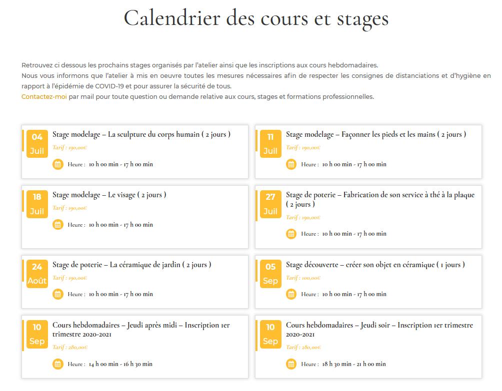 calendrier des stages 2